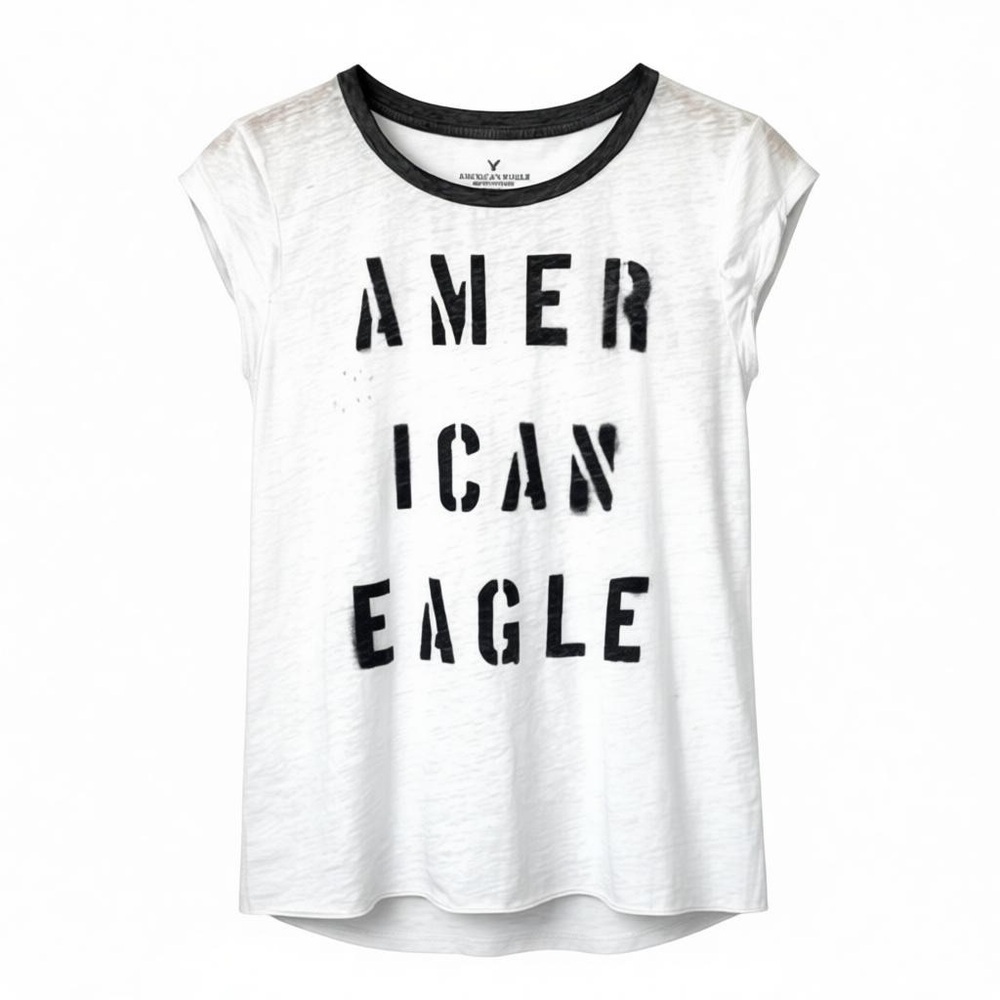 American Eagle | Women’s One Size White Shirt With Black Collar